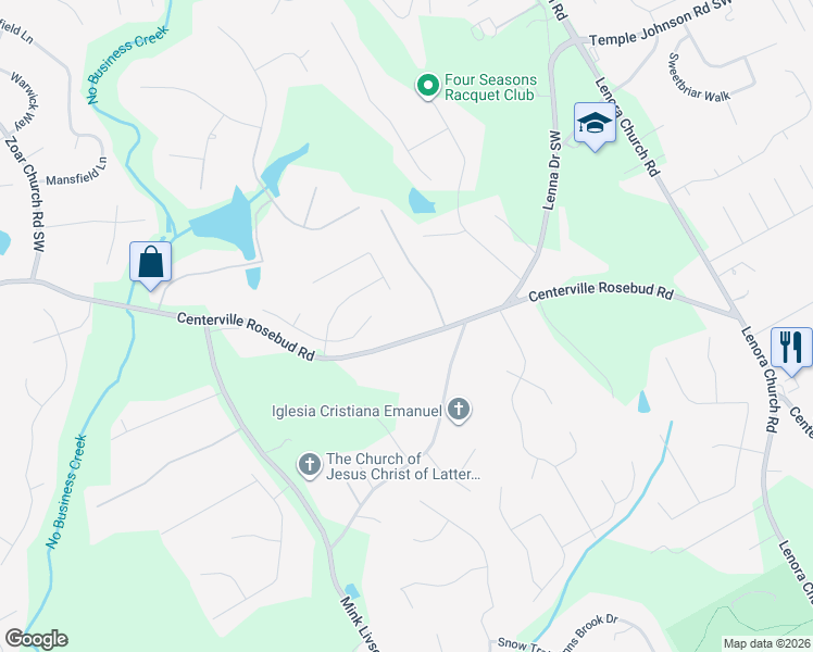 map of restaurants, bars, coffee shops, grocery stores, and more near 3355 Centerville Rosebud Road in Snellville