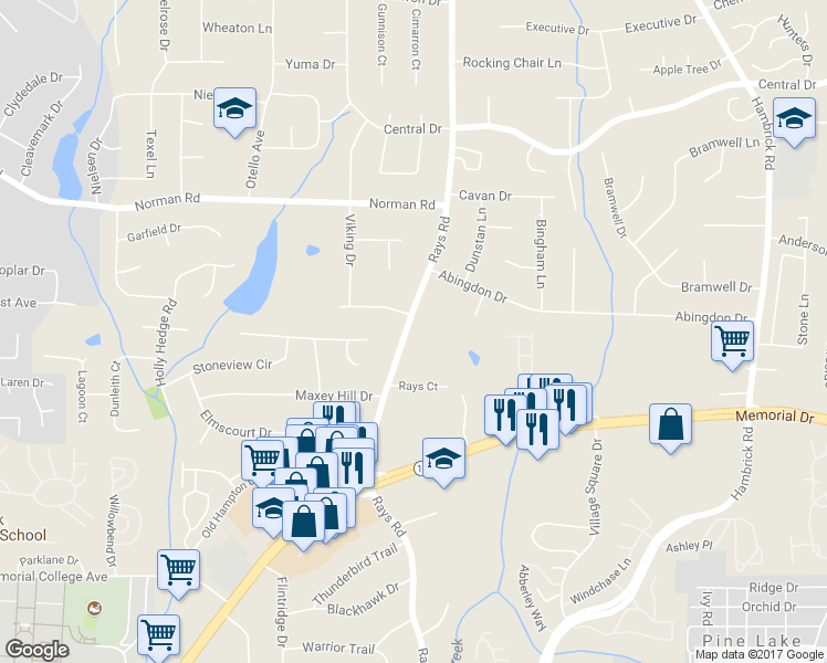 map of restaurants, bars, coffee shops, grocery stores, and more near 871 Rays Road in Stone Mountain