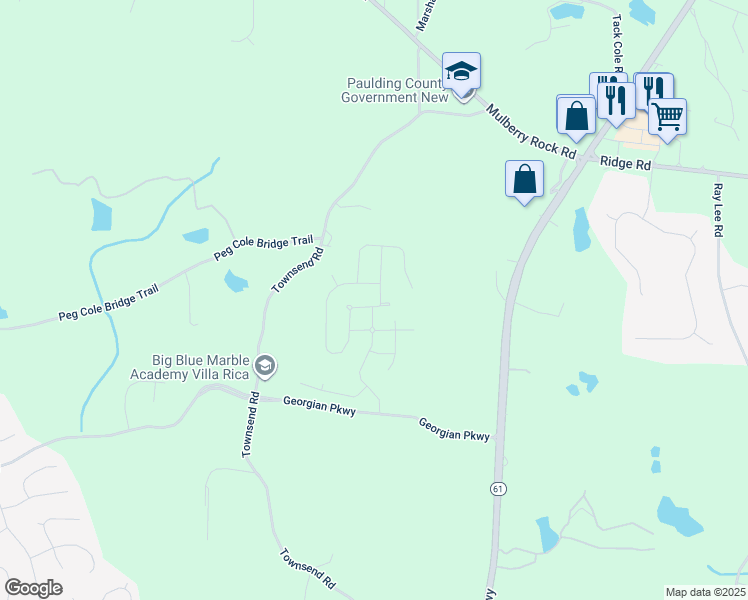 map of restaurants, bars, coffee shops, grocery stores, and more near 2211 Meriwether Rty in Villa Rica
