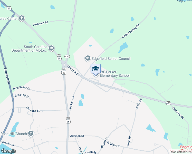 map of restaurants, bars, coffee shops, grocery stores, and more near 41 Crest Road in Edgefield