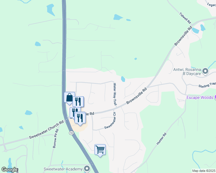 map of restaurants, bars, coffee shops, grocery stores, and more near 31 Landing Lane in Powder Springs