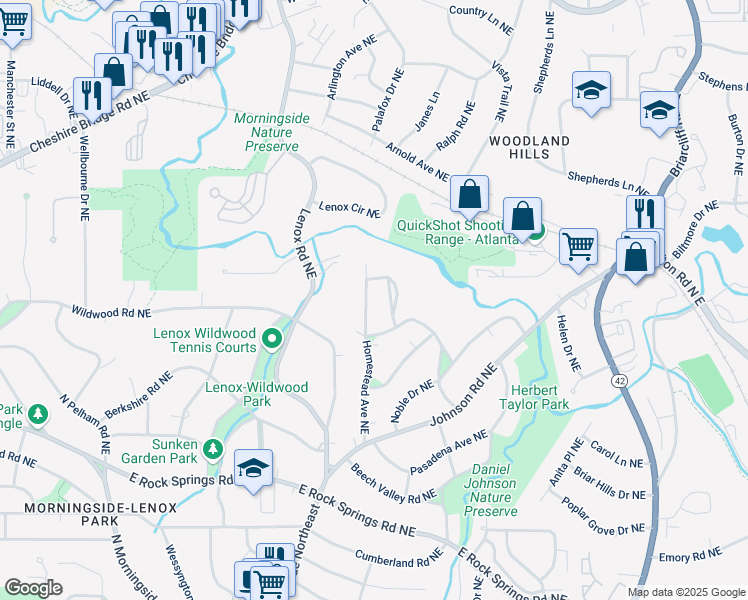 map of restaurants, bars, coffee shops, grocery stores, and more near 1817 Homestead Avenue Northeast in Atlanta