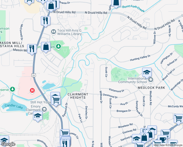 map of restaurants, bars, coffee shops, grocery stores, and more near 892 North Superior Avenue in Decatur