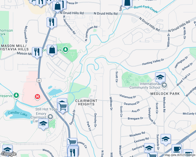 map of restaurants, bars, coffee shops, grocery stores, and more near 883 Heritage Place in Decatur