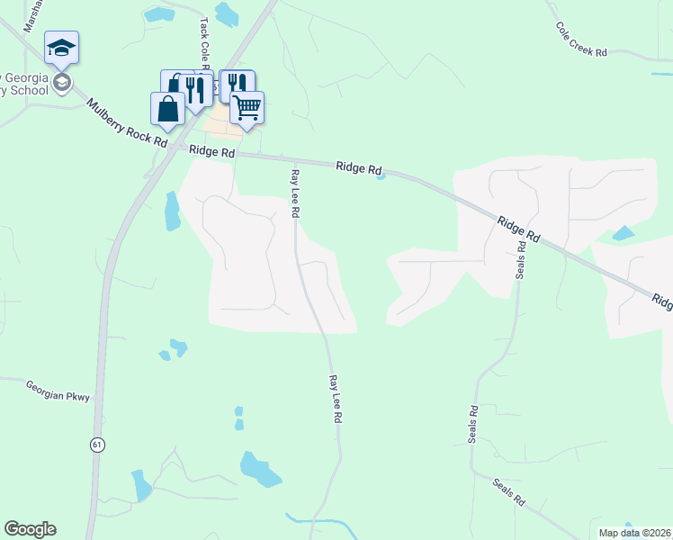 map of restaurants, bars, coffee shops, grocery stores, and more near 93 Glen Ridge Drive in Villa Rica