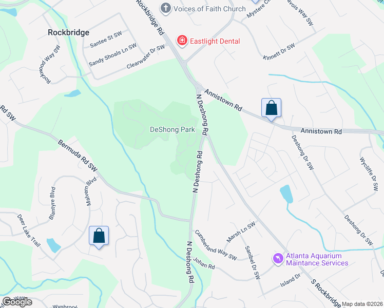 map of restaurants, bars, coffee shops, grocery stores, and more near 2839 North Deshong Road in Stone Mountain