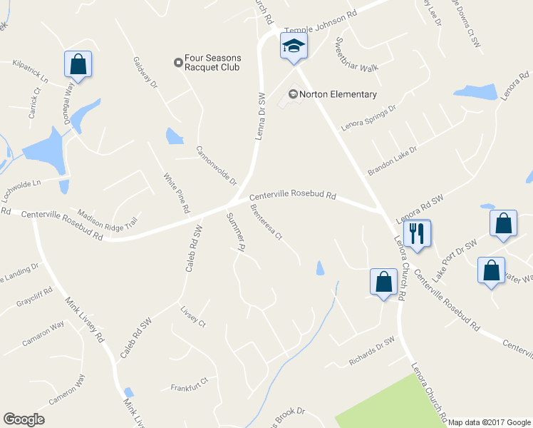 map of restaurants, bars, coffee shops, grocery stores, and more near 3942 Brenteresa Court in Snellville