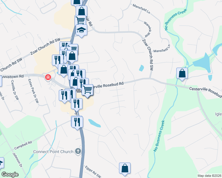 map of restaurants, bars, coffee shops, grocery stores, and more near 3839 Wood Hollow Way in Snellville
