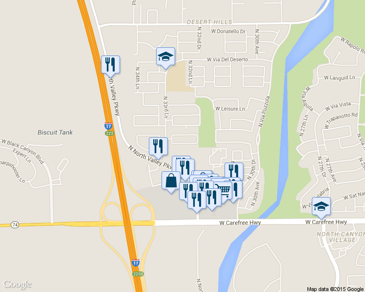 map of restaurants, bars, coffee shops, grocery stores, and more near 3315 West Florimond Road in Phoenix