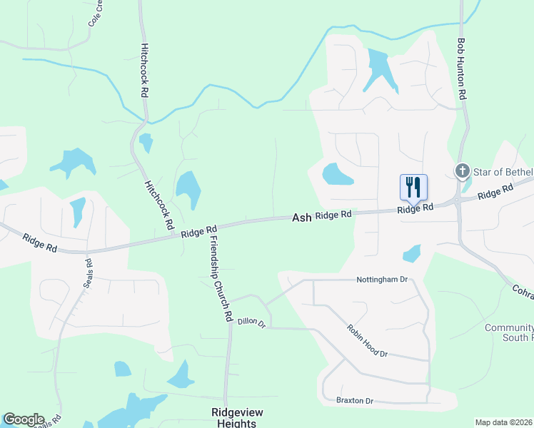 map of restaurants, bars, coffee shops, grocery stores, and more near 21 Woodridge Drive in Douglasville
