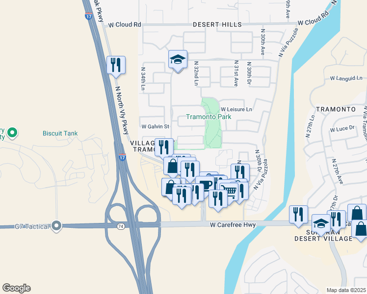 map of restaurants, bars, coffee shops, grocery stores, and more near 3315 West Florimond Road in Phoenix