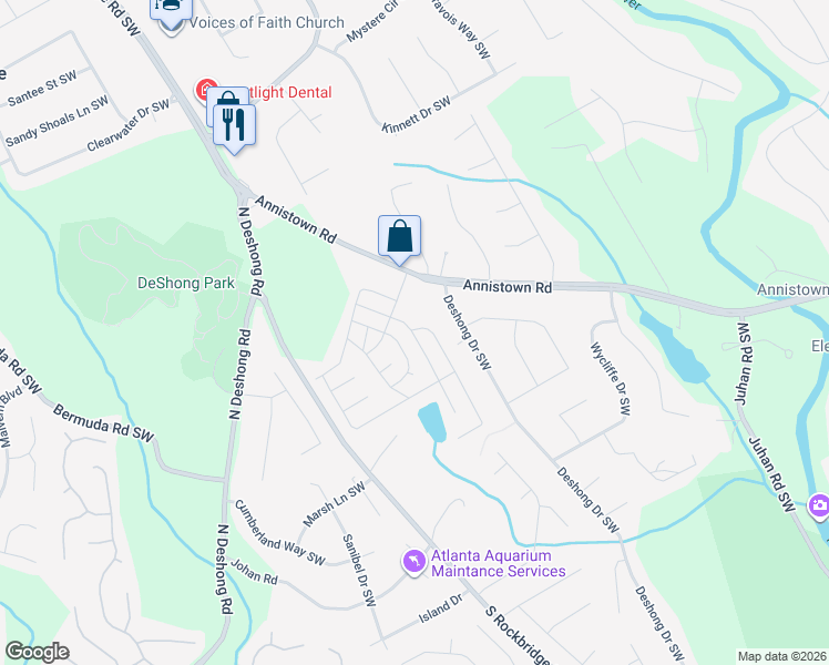 map of restaurants, bars, coffee shops, grocery stores, and more near 379 Stonehill Drive in Stone Mountain