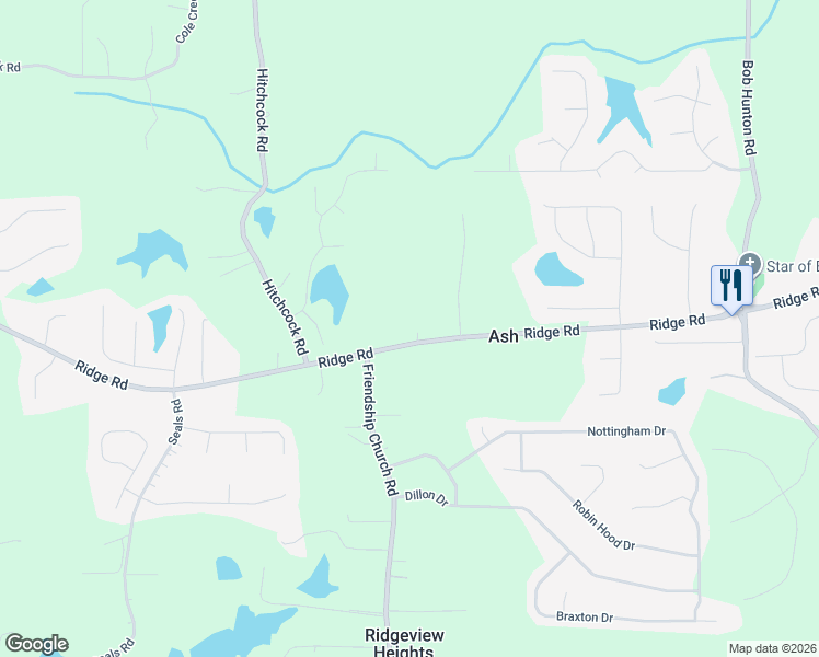 map of restaurants, bars, coffee shops, grocery stores, and more near 2149 Ridge Road in Douglasville