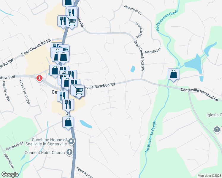 map of restaurants, bars, coffee shops, grocery stores, and more near 3779 Wood Hollow Way in Snellville