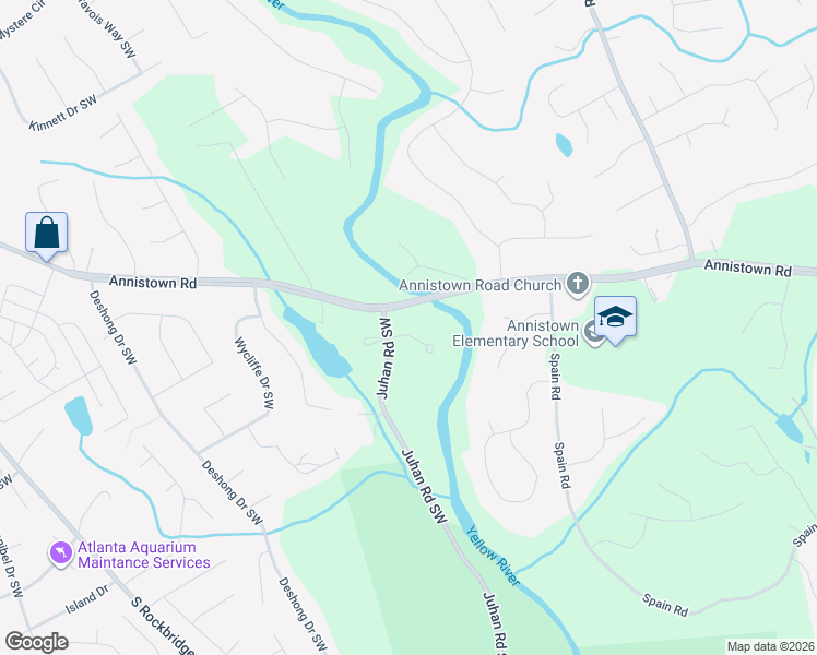 map of restaurants, bars, coffee shops, grocery stores, and more near 4749 Scarborough Place in Stone Mountain