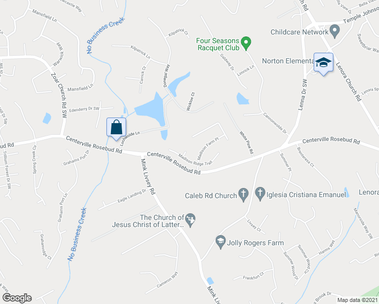 map of restaurants, bars, coffee shops, grocery stores, and more near 3367 Madison Ridge Way in Snellville