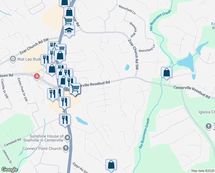 map of restaurants, bars, coffee shops, grocery stores, and more near 3779 Wood Hollow Way in Snellville