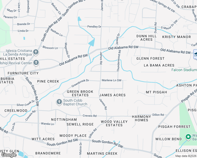 map of restaurants, bars, coffee shops, grocery stores, and more near 1514 Greenbrook Drive in Austell