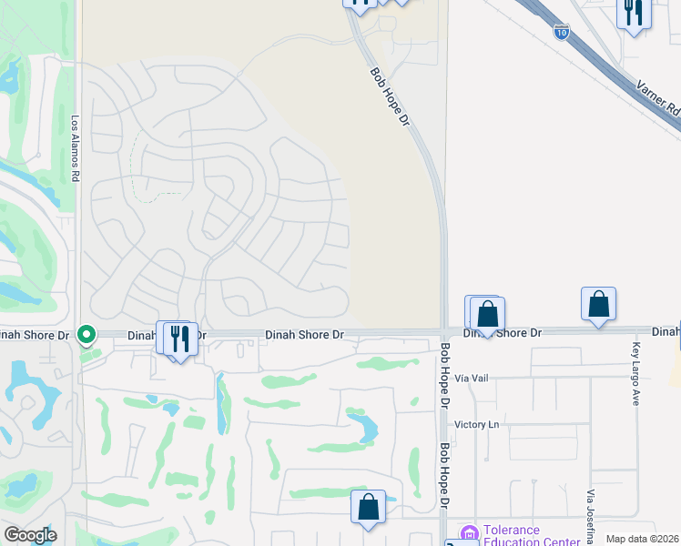 map of restaurants, bars, coffee shops, grocery stores, and more near 25 Pinot Noir in Rancho Mirage