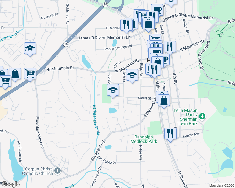 map of restaurants, bars, coffee shops, grocery stores, and more near 5220 Cloud Street in Stone Mountain