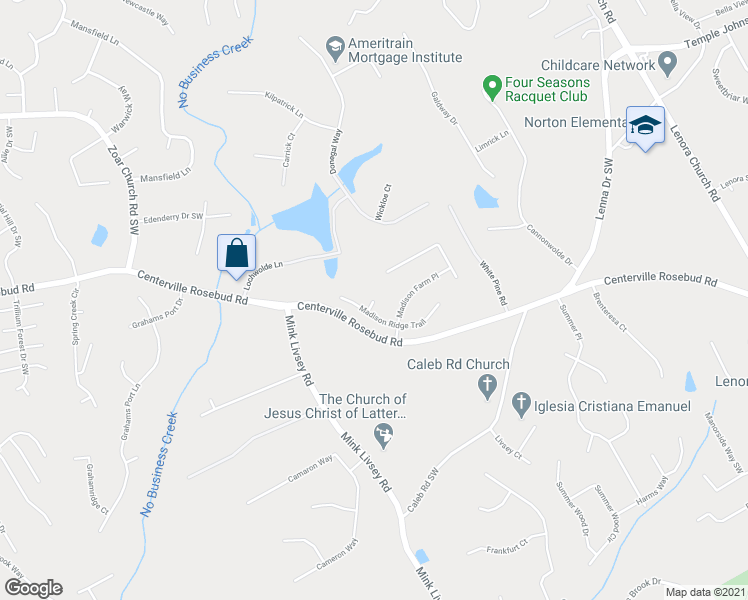 map of restaurants, bars, coffee shops, grocery stores, and more near 3396 Madison Ridge Way in Snellville