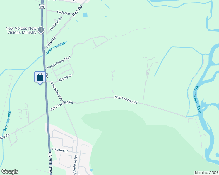 map of restaurants, bars, coffee shops, grocery stores, and more near 3586 Steamer Trace Road in Conway