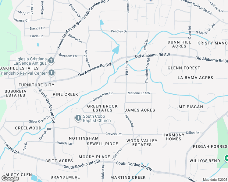 map of restaurants, bars, coffee shops, grocery stores, and more near 1560 Greenbrook Drive in Austell