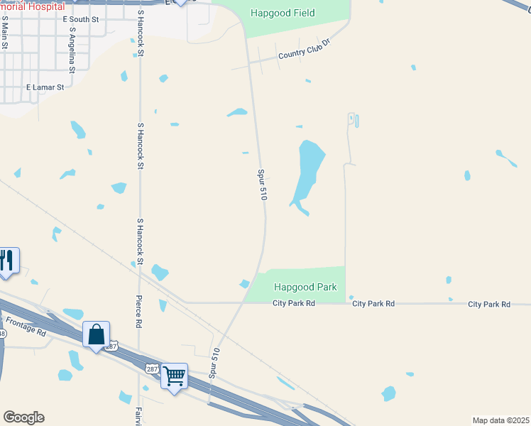 map of restaurants, bars, coffee shops, grocery stores, and more near Highway 510 Spur in Henrietta