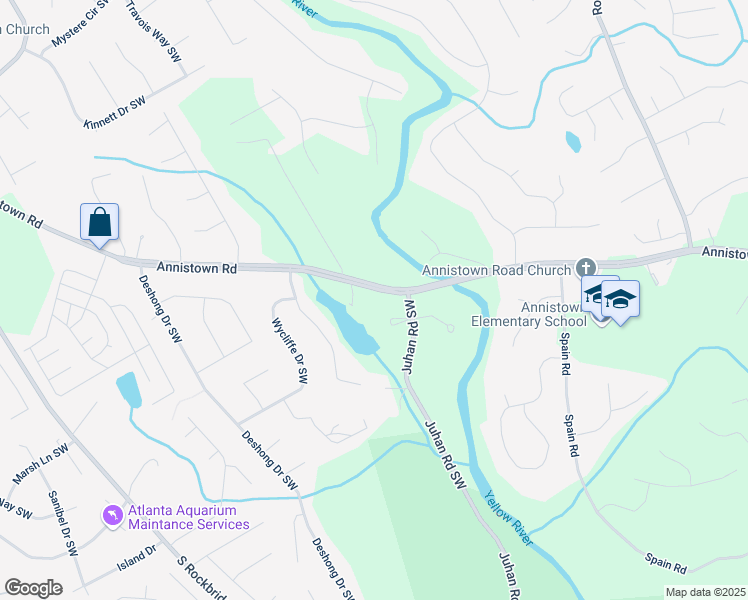 map of restaurants, bars, coffee shops, grocery stores, and more near 4774 Annistown Road in Stone Mountain