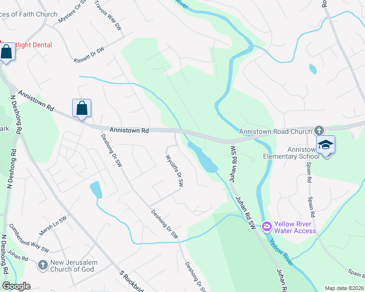 map of restaurants, bars, coffee shops, grocery stores, and more near 2966 Nappa Trail Southwest in Stone Mountain