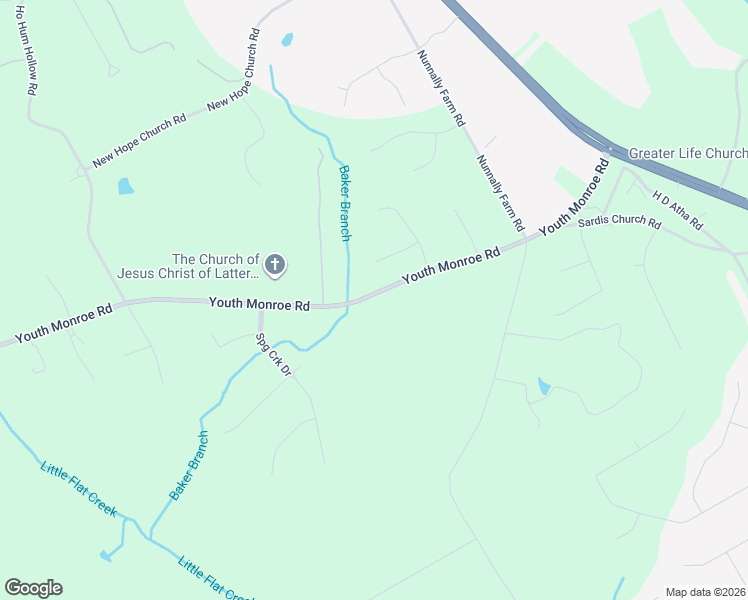 map of restaurants, bars, coffee shops, grocery stores, and more near 2220 Youth Monroe Road in Monroe