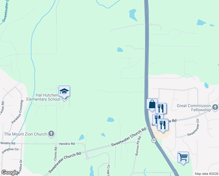 map of restaurants, bars, coffee shops, grocery stores, and more near 316 Wimberly Way in Powder Springs