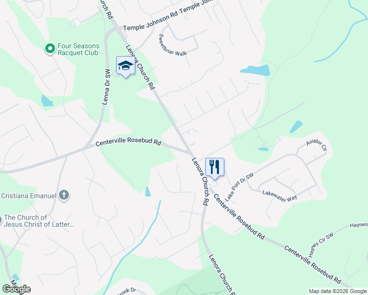 map of restaurants, bars, coffee shops, grocery stores, and more near 3997 Centerville Rosebud Road in Snellville