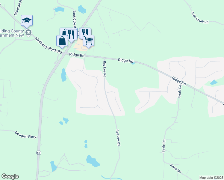 map of restaurants, bars, coffee shops, grocery stores, and more near 47 Glen Ridge Drive in Villa Rica
