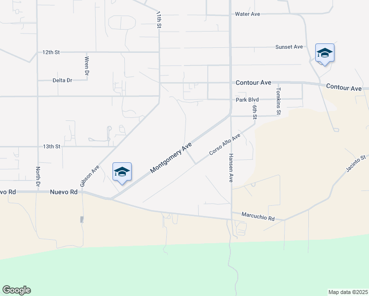 map of restaurants, bars, coffee shops, grocery stores, and more near Montgomery Avenue in Nuevo