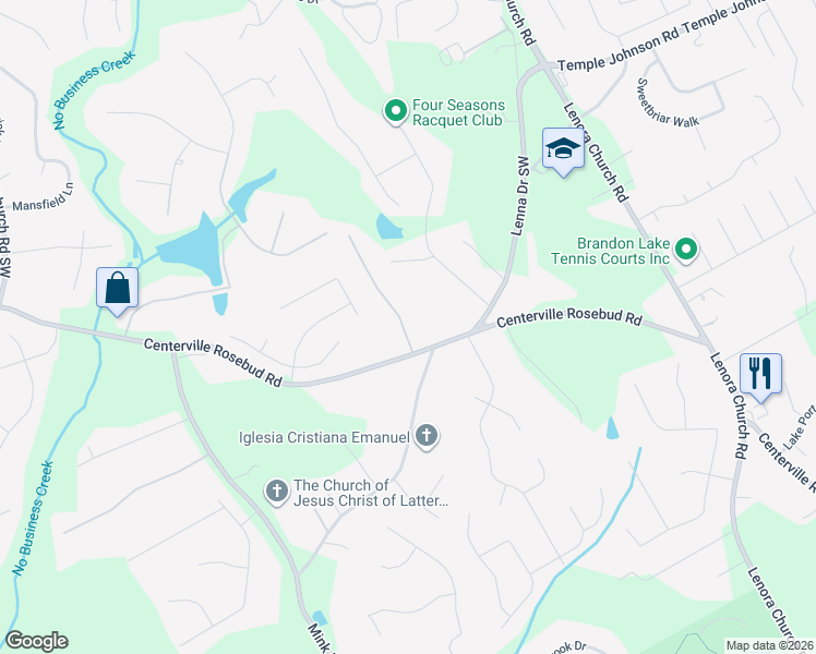 map of restaurants, bars, coffee shops, grocery stores, and more near 3868 White Pine Road in Snellville