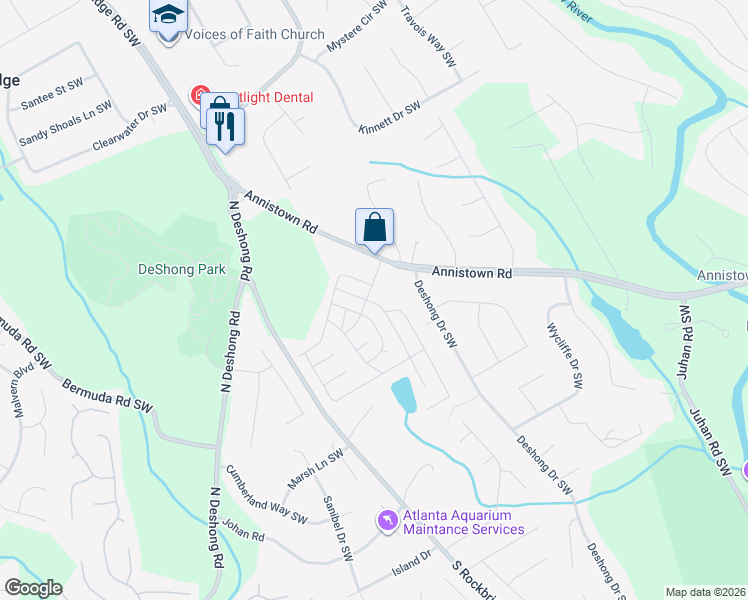 map of restaurants, bars, coffee shops, grocery stores, and more near 379 Stonehill Drive in Stone Mountain