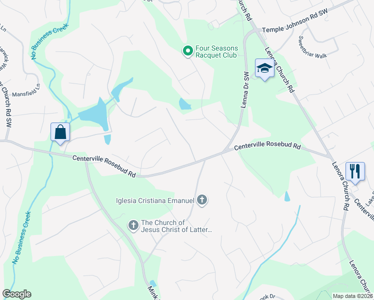 map of restaurants, bars, coffee shops, grocery stores, and more near 3355 Centerville Rosebud Road in Snellville