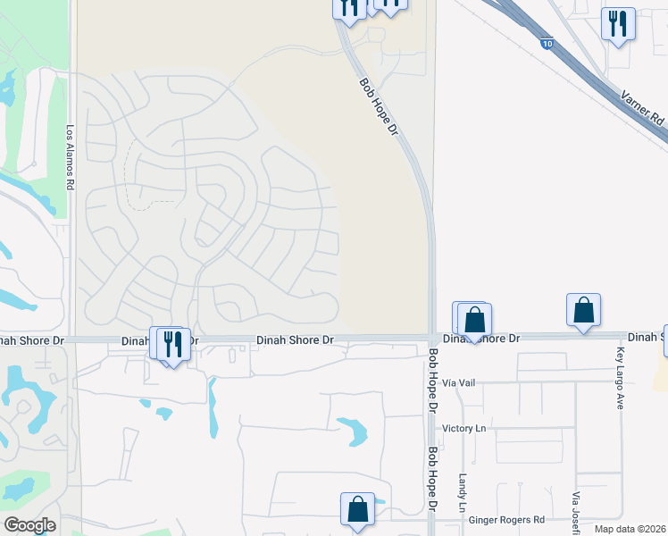 map of restaurants, bars, coffee shops, grocery stores, and more near 26 Pinot Noir in Rancho Mirage