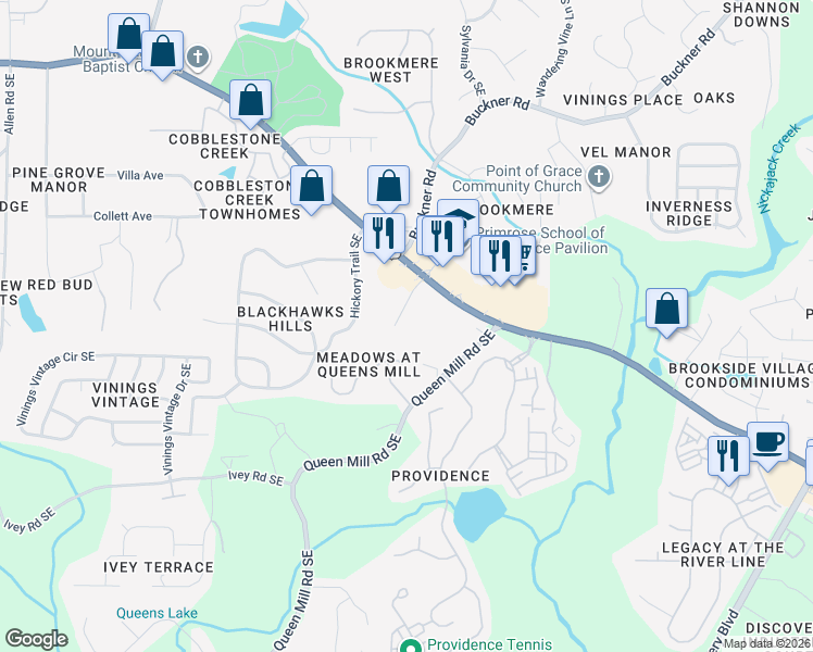 map of restaurants, bars, coffee shops, grocery stores, and more near 922 Veterans Memorial Highway Southeast in Mableton