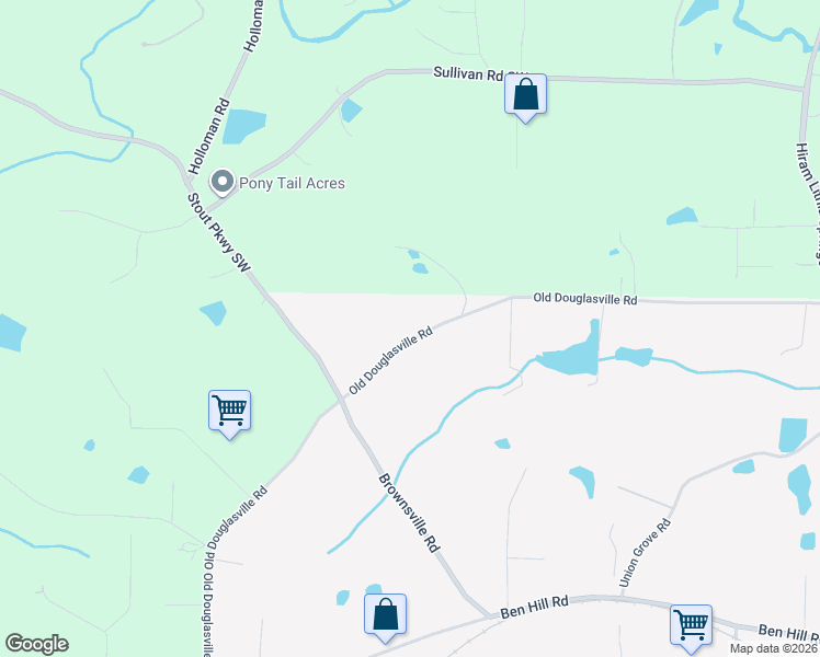 map of restaurants, bars, coffee shops, grocery stores, and more near 4611 Old Douglasville Road in Lithia Springs