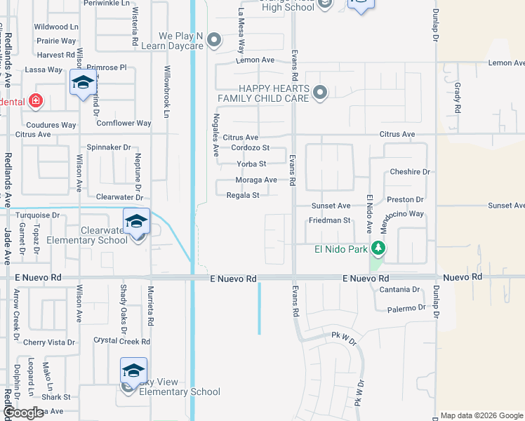 map of restaurants, bars, coffee shops, grocery stores, and more near 1134 Everlasting Drive in Perris