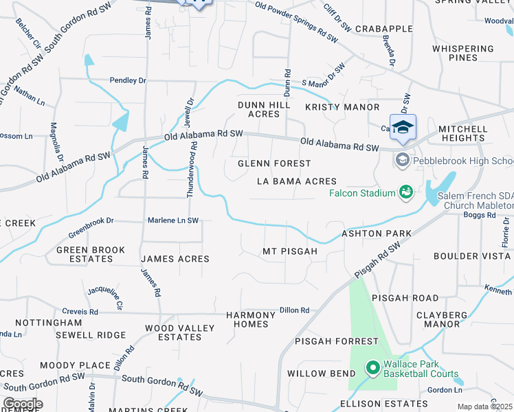 map of restaurants, bars, coffee shops, grocery stores, and more near 6181 Stoney Cove in Austell