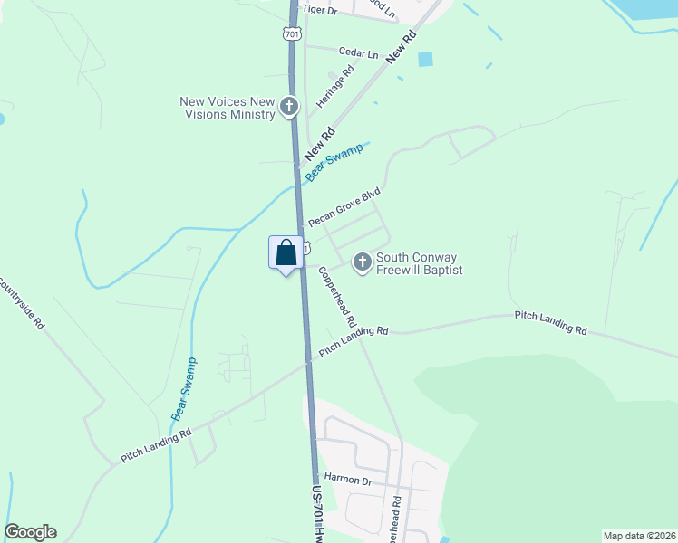 map of restaurants, bars, coffee shops, grocery stores, and more near 1004 Marley Street in Conway