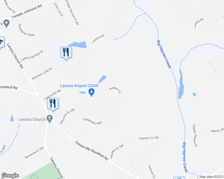 map of restaurants, bars, coffee shops, grocery stores, and more near 2951 Aviator Circle in Snellville