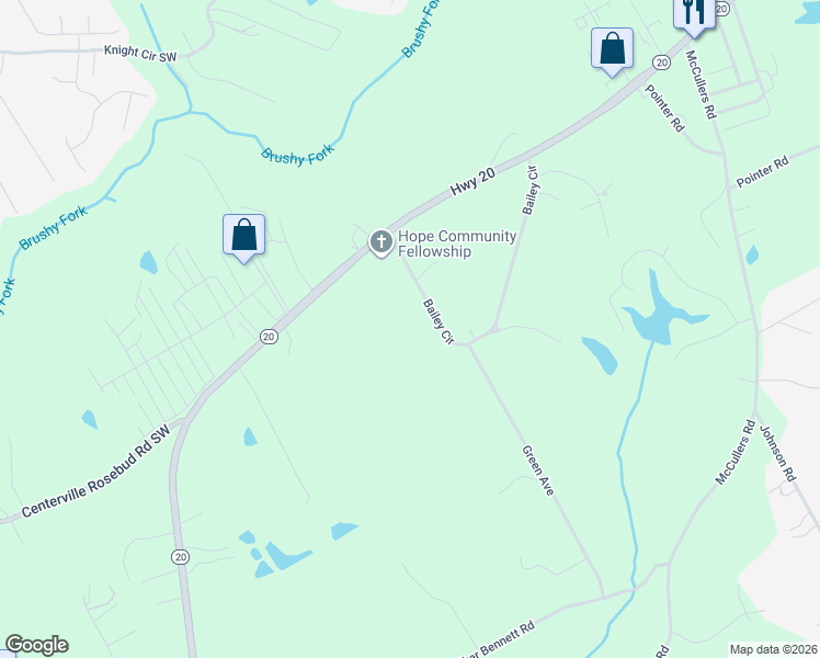 map of restaurants, bars, coffee shops, grocery stores, and more near 4029 Bailey Circle in Loganville