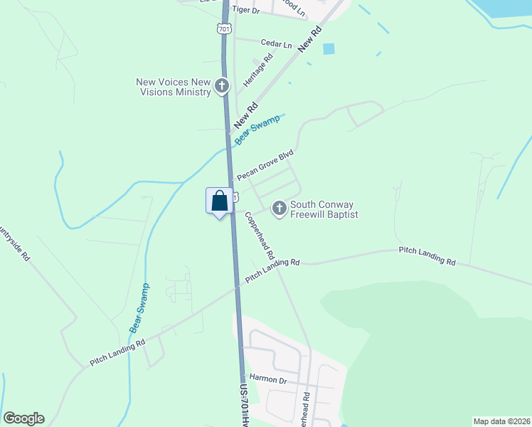 map of restaurants, bars, coffee shops, grocery stores, and more near 1004 Marley Street in Conway