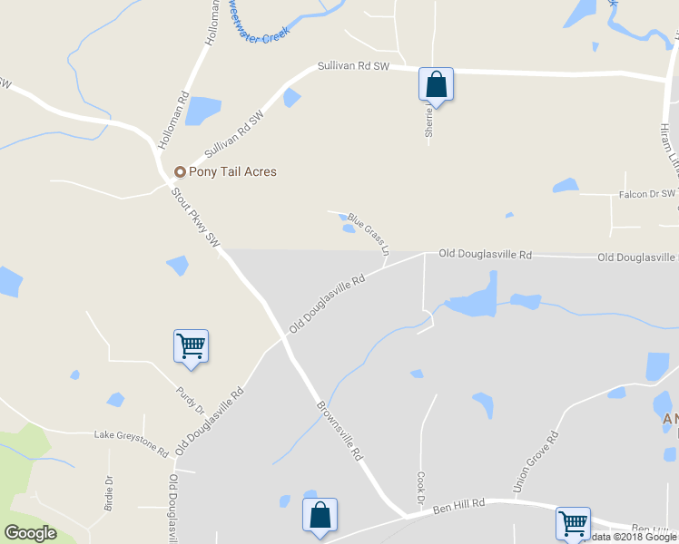 map of restaurants, bars, coffee shops, grocery stores, and more near 4611 Old Douglasville Road in Lithia Springs