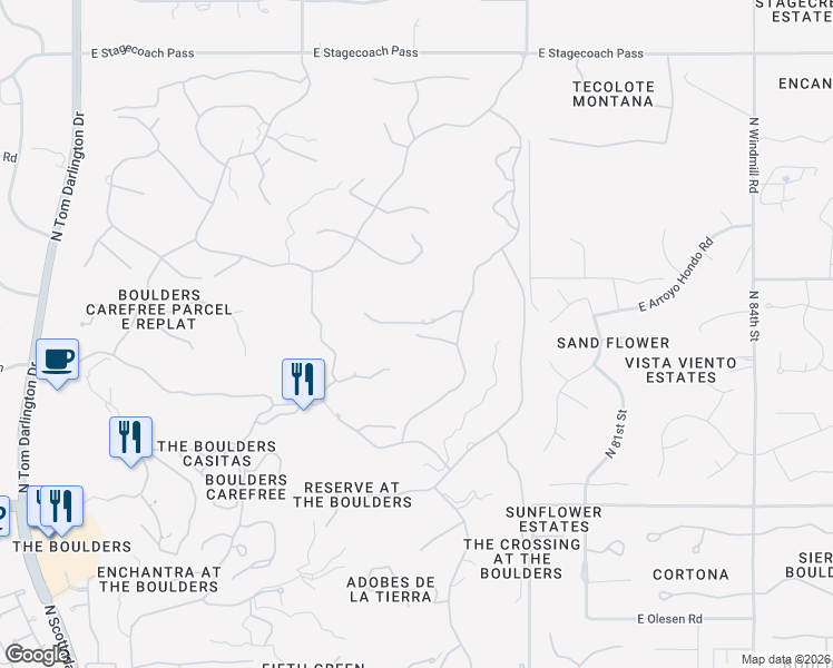 map of restaurants, bars, coffee shops, grocery stores, and more near 3201 East Arroyo Seco in Scottsdale