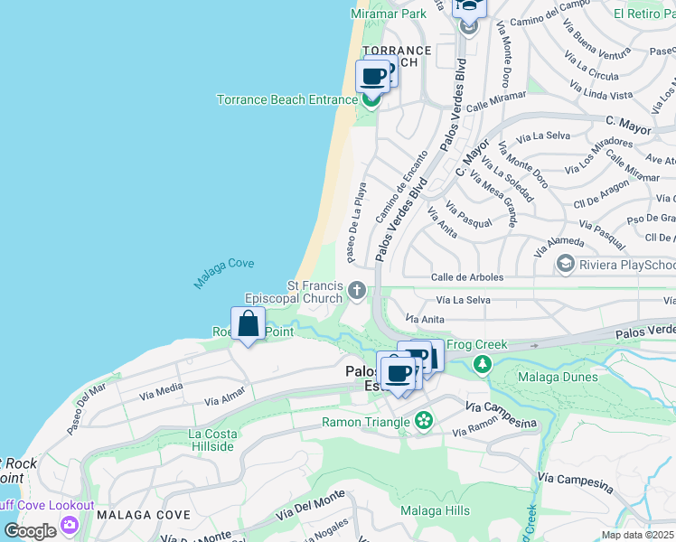map of restaurants, bars, coffee shops, grocery stores, and more near 631 Paseo De La Playa in Redondo Beach